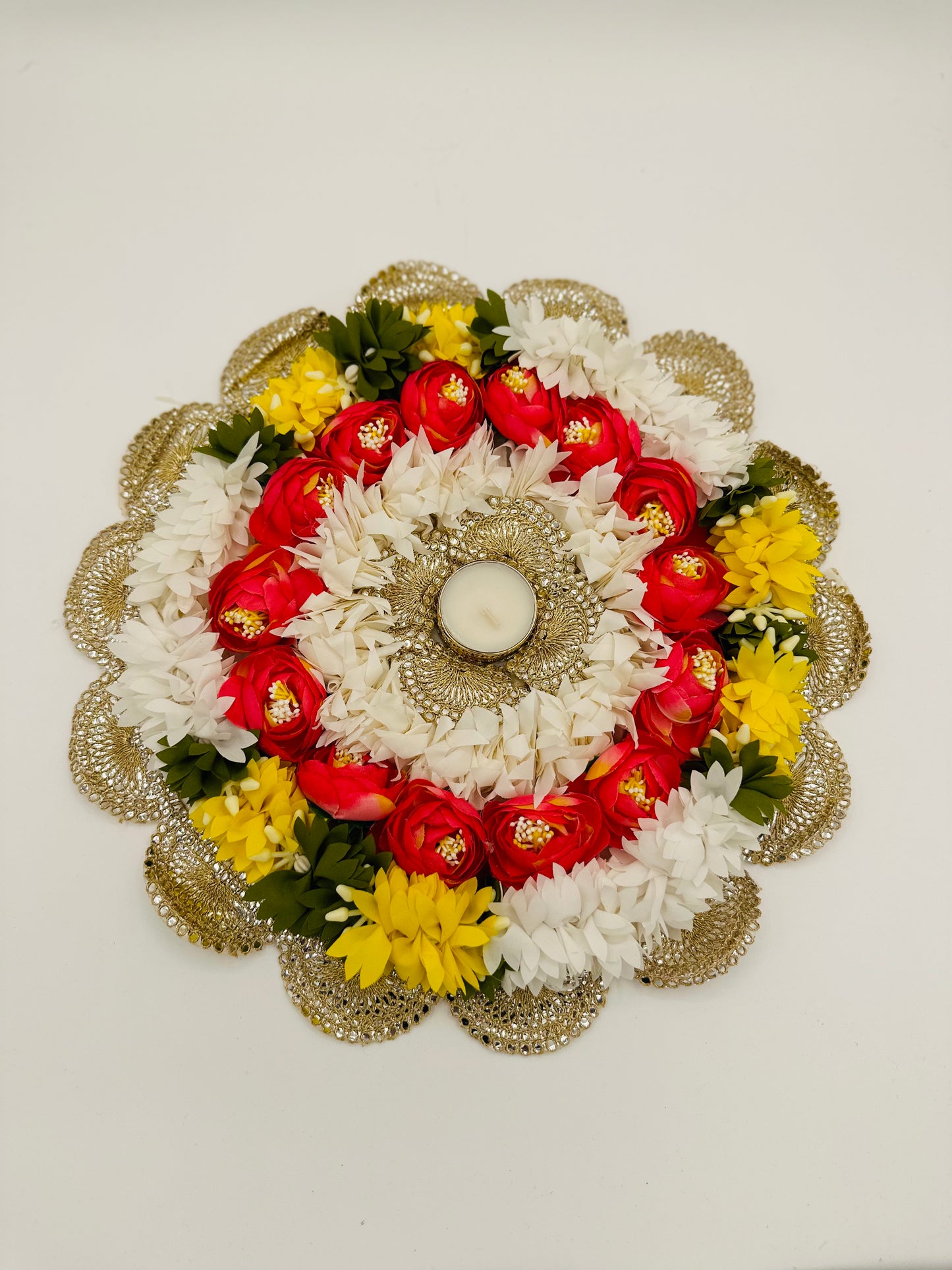 Flower Rangoli /Mat with TeaLight Holder