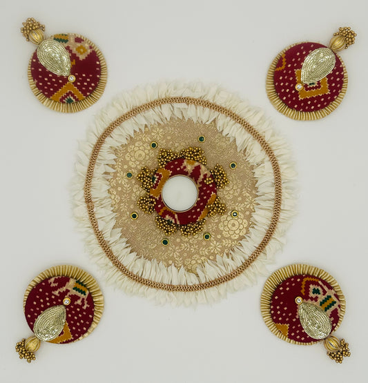 Rangoli/ Festive Mats with Diya/Tealight Holder Set