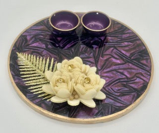 Resin Platter with Haldi-Kumkum/Kankavati - Small