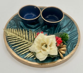 Resin Platter with Haldi-Kumkum/Kankavati - Small