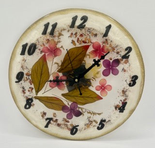 Resin with Dried Flowers Wall Clock