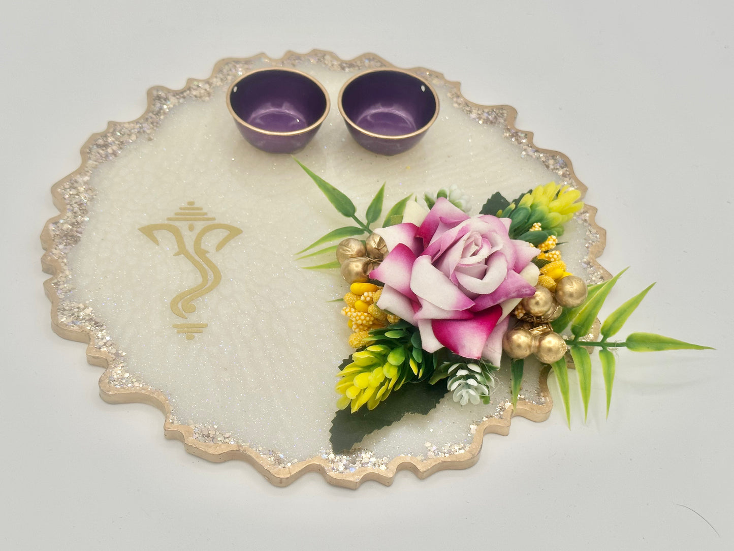 Resin Platter Haldi-Kumkum /Kankavati - Large