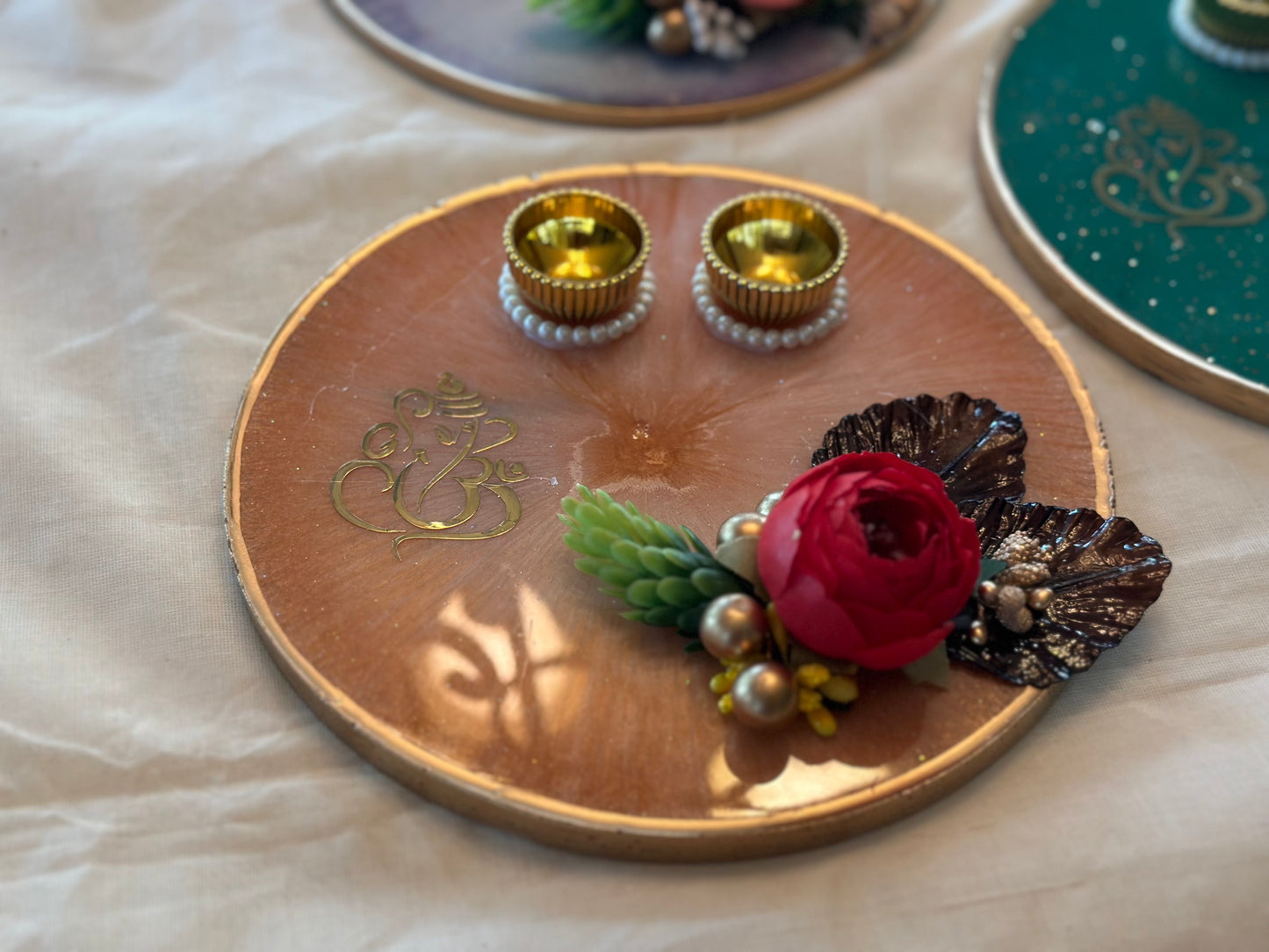 Resin Platter Haldi-Kumkum /Kankavati - Large