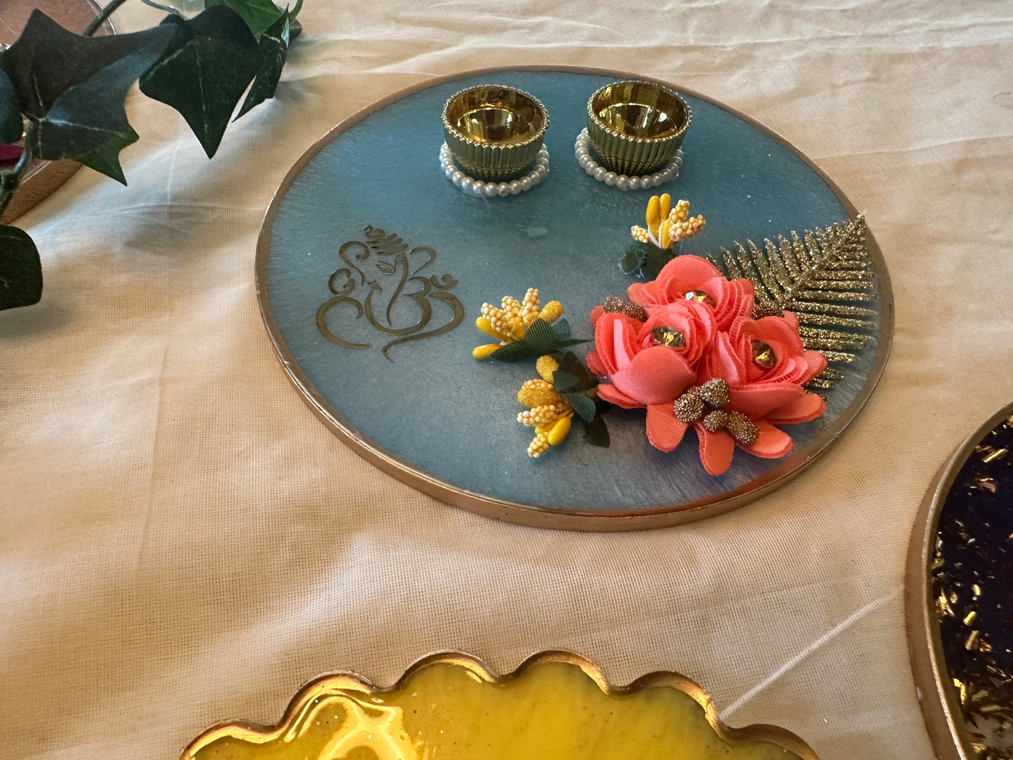 Resin Platter Haldi-Kumkum /Kankavati - Large