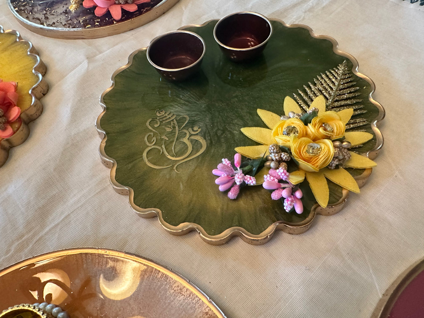 Resin Platter Haldi-Kumkum /Kankavati - Large