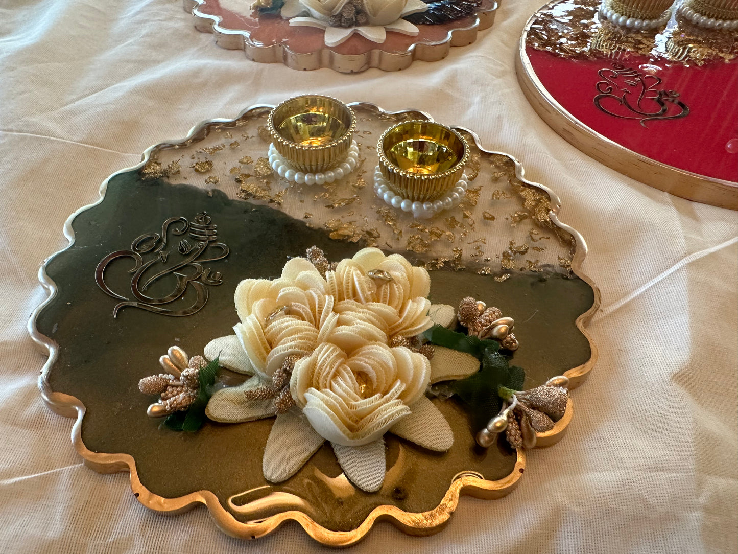 Resin Platter Haldi-Kumkum /Kankavati - Large