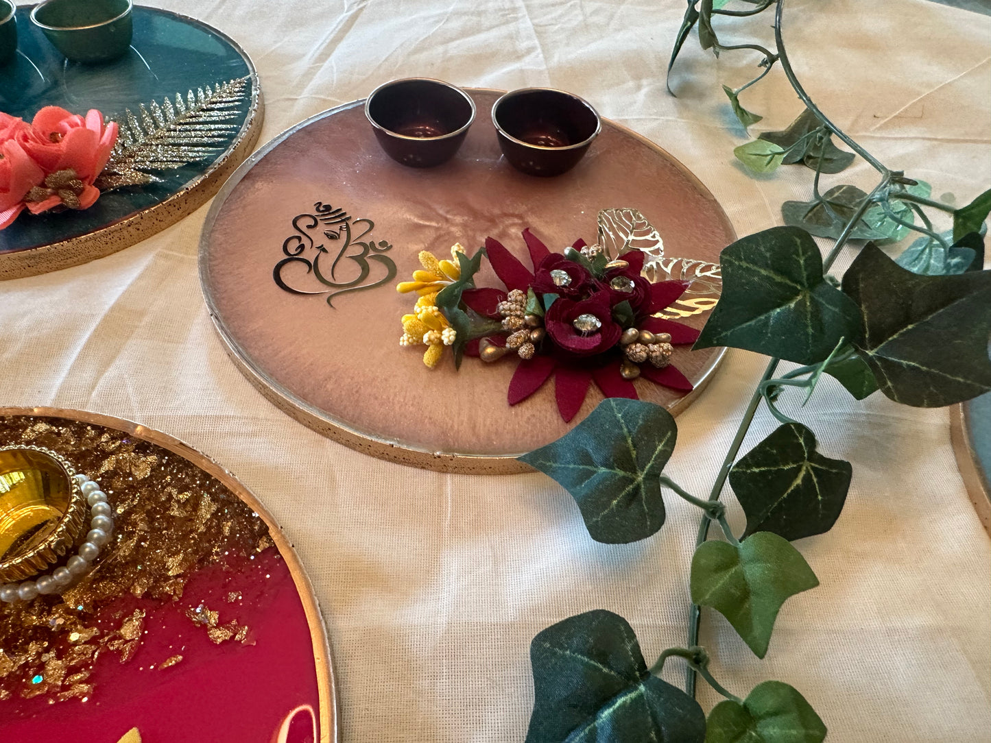 Resin Platter Haldi-Kumkum /Kankavati - Large