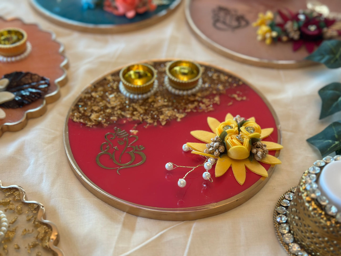 Resin Platter Haldi-Kumkum /Kankavati - Large