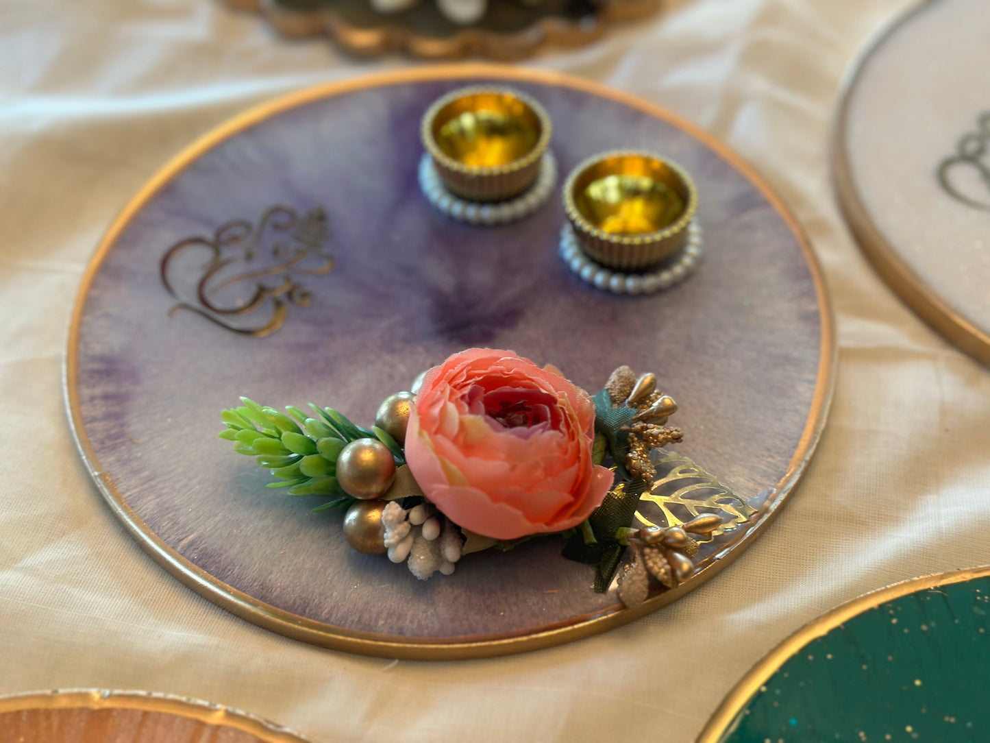 Resin Platter Haldi-Kumkum /Kankavati - Large