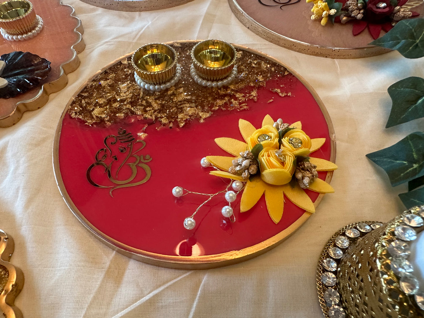 Resin Platter Haldi-Kumkum /Kankavati - Large