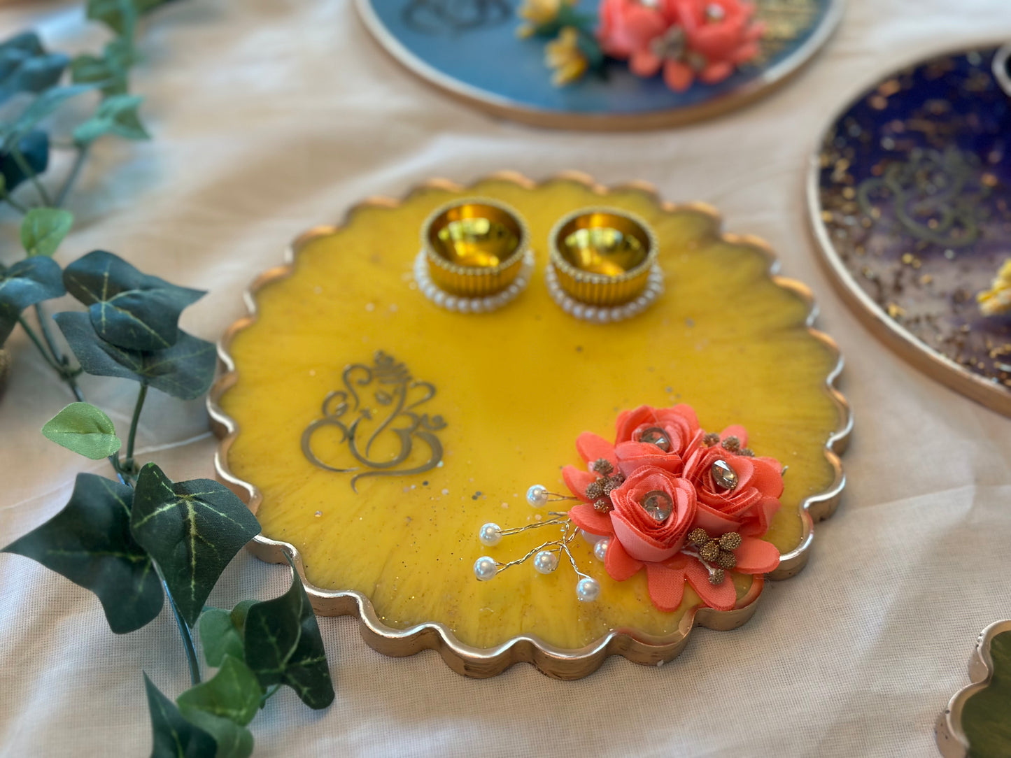 Resin Platter Haldi-Kumkum /Kankavati - Large