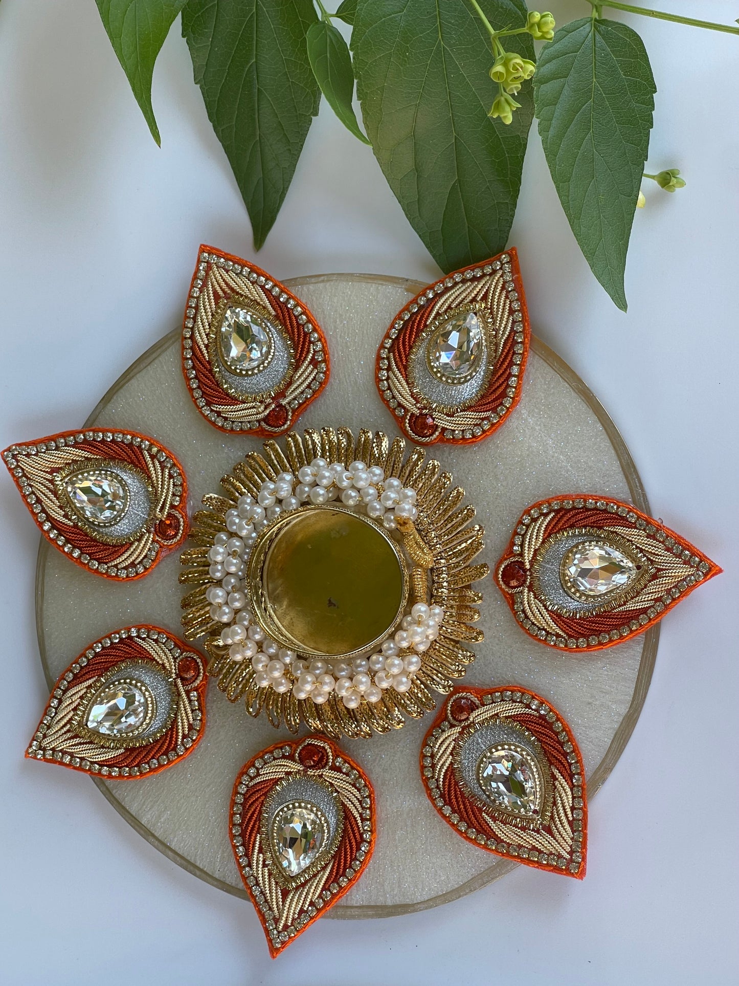 Petal Rangoli Resin Diya/Tealight Holder