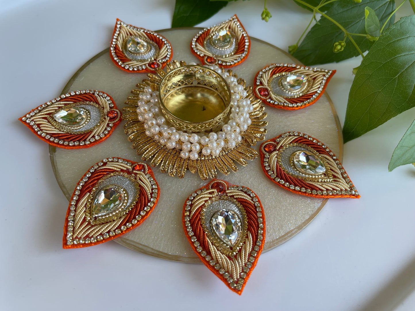 Petal Rangoli Resin Diya/Tealight Holder