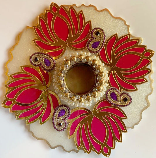 Lotus Platter Diya/Tealight Holder